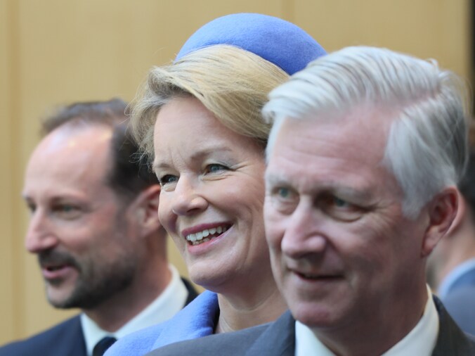 Koning Filip en koningin Mathilde werden ontvangen door kroonprins Haakon.