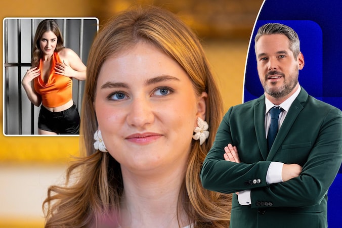 Prinses Elisabeth, in het echt en als nepbeeld in de inzet.