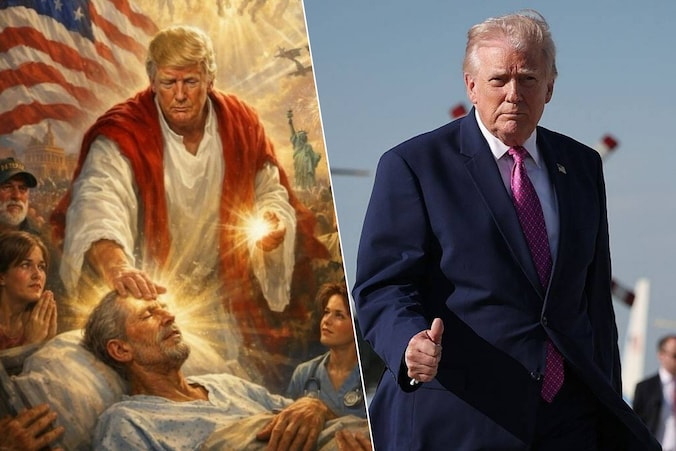 Trump deelde deze afbeelding van zichzelf als ‘Jezus’.