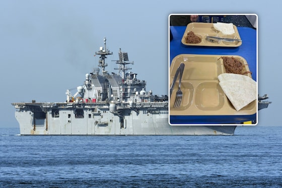 Foto's van halflege borden werden verspreid. De Amerikaanse marine ontkende voedseltekorten.