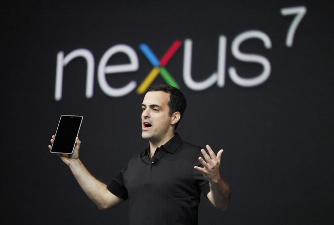 Hugo Barra, productmanager van besturingssysteem Android, bij de presentatie van de Nexus 7.
