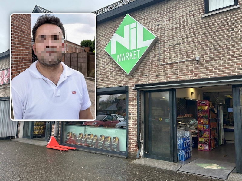 De inbreker werd doodgestoken in Nil Market aan de Herebaan Oost in Houthalen, door uitbater H.Y. (inzet).