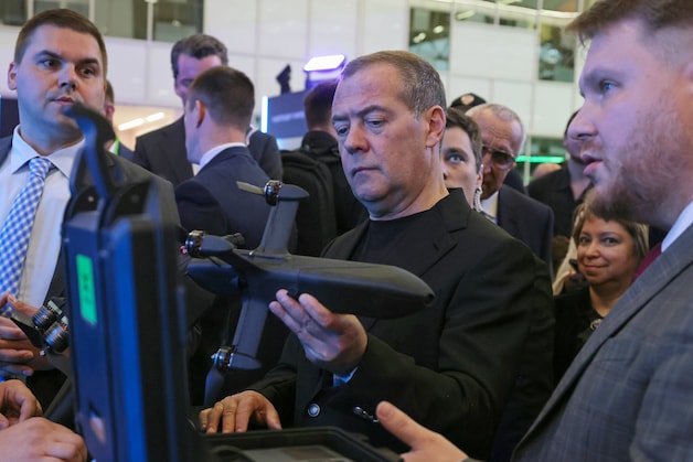 Image from Thursday. Medvedev at a technology conference in Moscow.