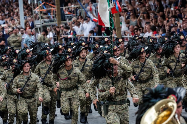 Members of the Italian Armed Forces take part in the annual military parade.