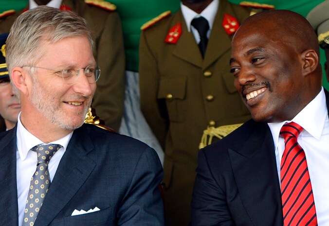Prins Filip (l.) en Joseph Kabila (r.), president van de Democratische Republiek Congo.
