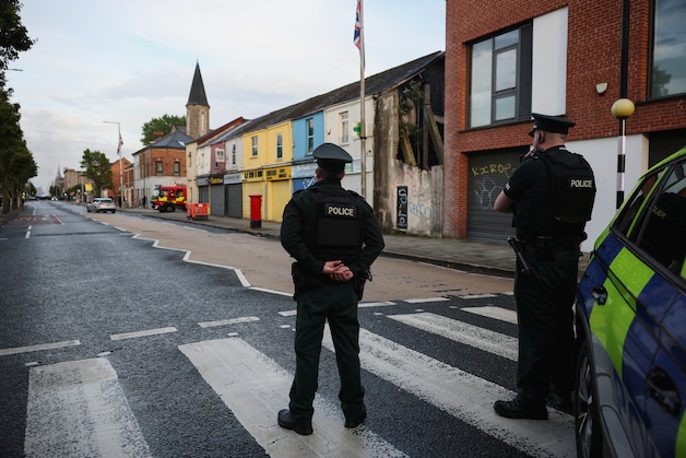 The police have a visible presence in Belfast.