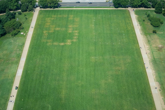 The numbers “8647” appeared on the National Mall near the Washington Monument in Washington DC on Thursday 