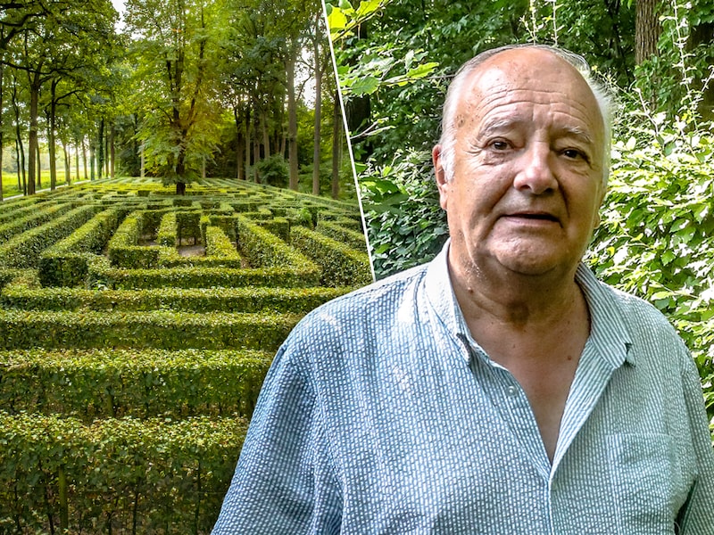 Eddy De Wispelaere in het doolhof van Loppem.