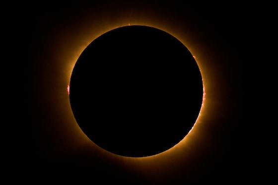 Totale zonsverduistering gezien vanuit Berlanga de Duero, Spanje.