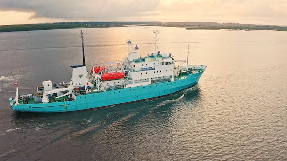 Archiefbeeld uit 2022 van de Professor Molchanov, een Russisch schip, dat door Noorwegen in beslag is genomen.