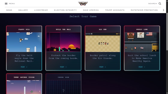 Schermopname van de website waar de computerspellen te vinden zijn.