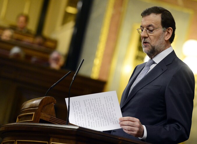 Mariano Rajoy tijdens zijn toespraak in het parlement.