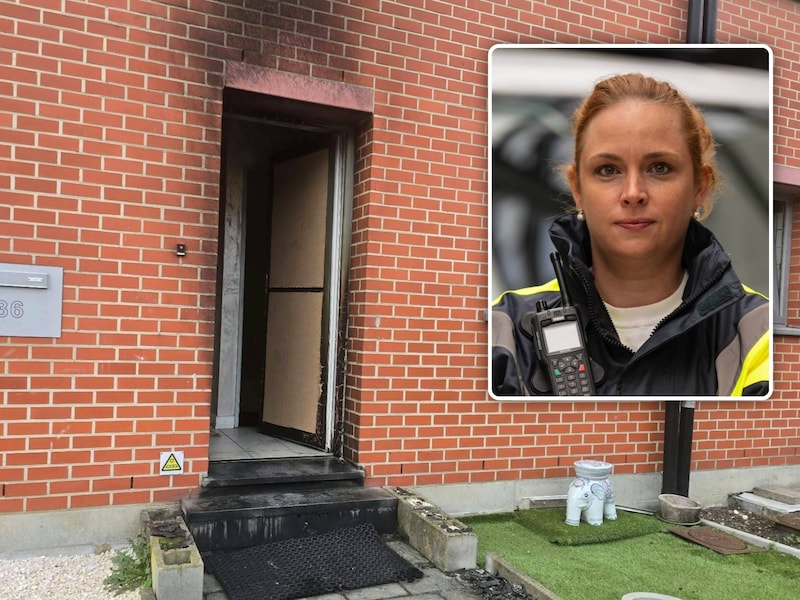 De explosie gebeurde aan een woning in de Columbiastraat in Luchtbal, Antwerpen. Inzet: Kim Bastiaens, woordvoerder van politie Antwerpen.