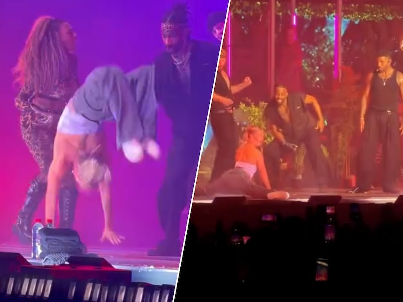 KIJK. Fan imponeert Jason Derulo met backflip en split op het podium