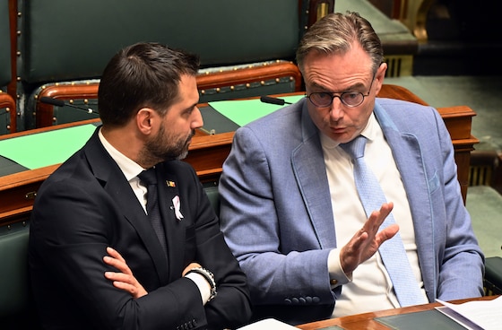 MR-voorzitter Georges-Louis Bouchez en premier Bart De Wever (N-VA)