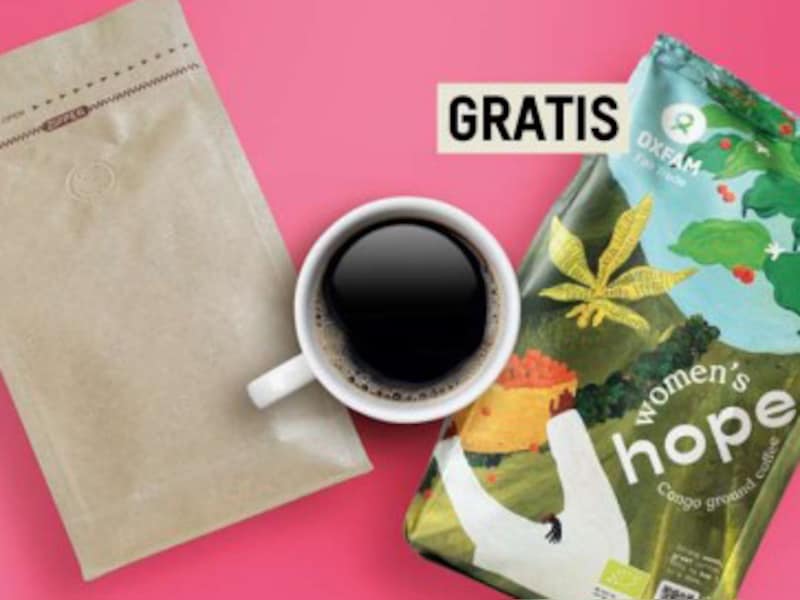 Oxfam Wereldwinkel Ninove ruilt lege koffieverpakkingen voor Women’s Hope-koffie op Dag van de Fair Trade