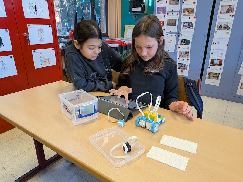 Leerlingen van GO! basisschool ’t Pleintje bouwen en programmeren hun eigen robots