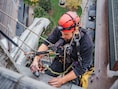 Klimmers aan de Belforttoren: “Herstelling van bliksembeveiliging”