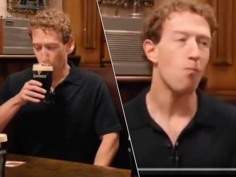 Mark Zuckerberg moet Guinness drinken tijdens podcast, maar heeft daar duidelijk moeite mee