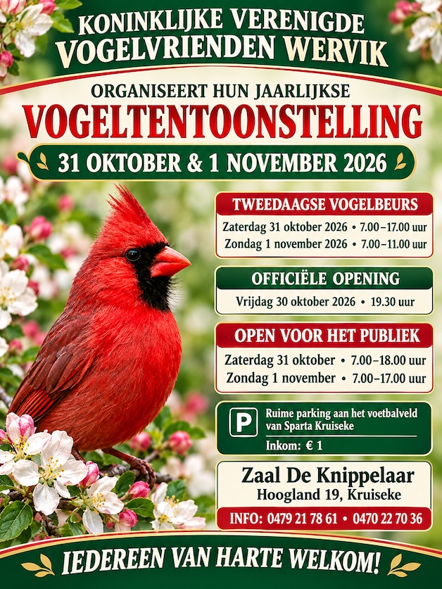 De jaarlijkse vogeltentoonstelling opent dit weekend de deuren in Kruiseke