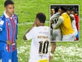 KIJK. Hij verliest nog maar eens zijn zelfbeheersing: Neymar moet gekalmeerd worden na opvallende rode kaart