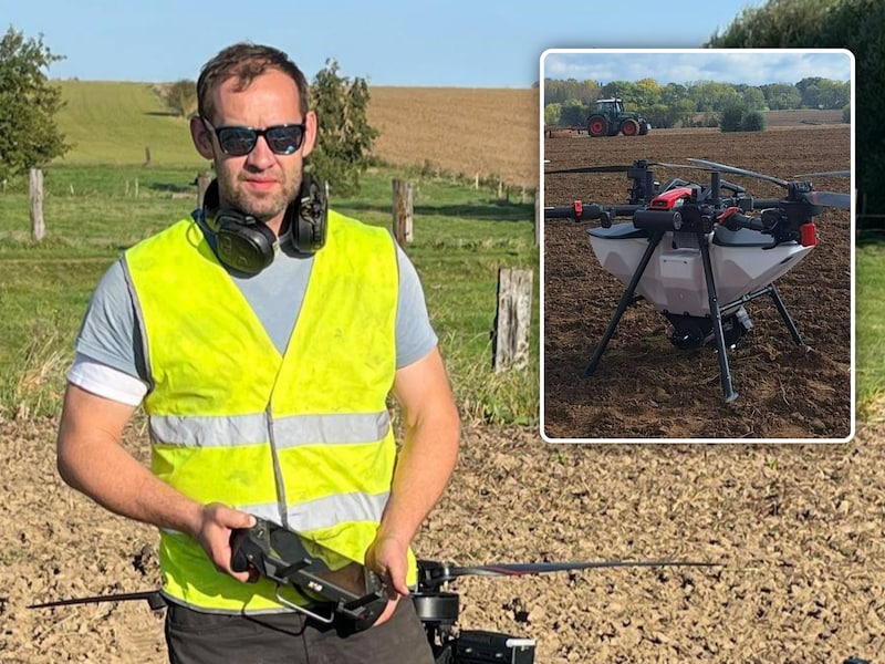 Zaaien zonder trekker? Deze Oost-Vlaamse landbouwer doet het vanaf nu met een drone: “Het is een enorme tijdswinst”