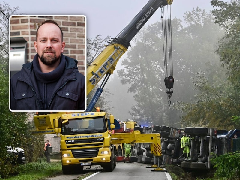 Vrachtwagen belandt in de gracht in Reet: chauffeur afgevoerd naar ziekenhuis