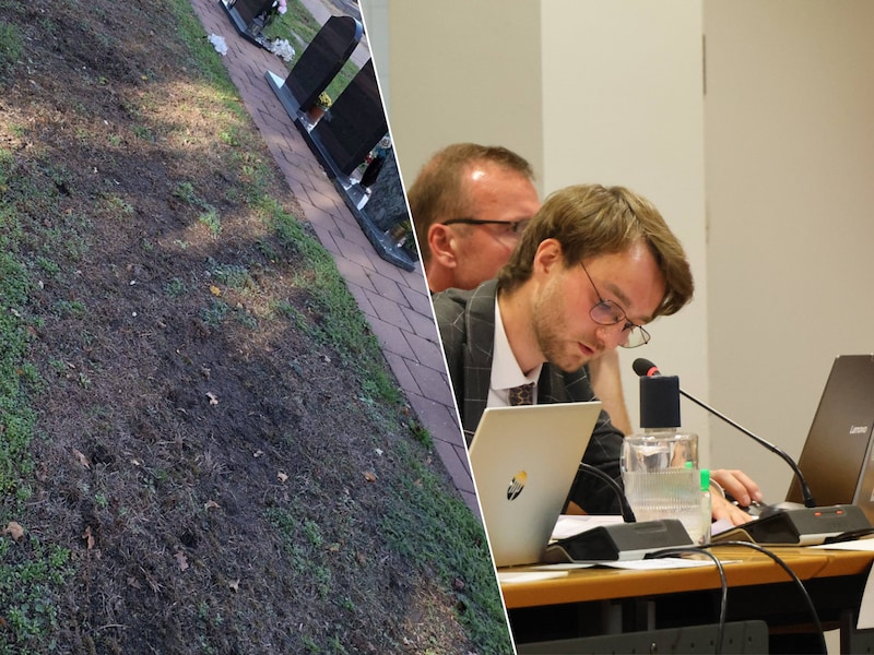 Nabestaanden fleuren modderige zones rond graven op begraafplaats op, maar gemeente haalt decoratie weg: “Verbod is onhoudbaar”