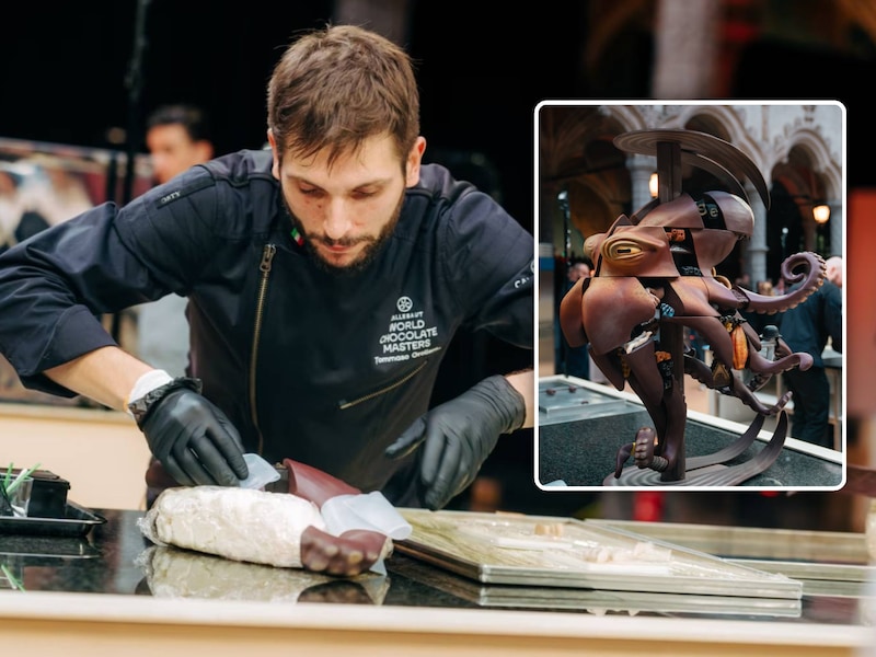 Italiaan Tommaso Grollero wint WK voor chocolatiers in Antwerpen met ‘octopus’: “Het is een ongelooflijke reis geweest”