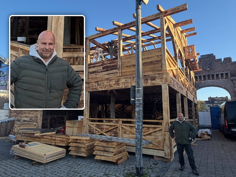Oostenrijkers bouwen gigantische Winterbar met twee verdiepingen op Winterland Hasselt: “Vier bomen lopen dwars door het gebouw”