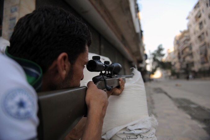 Het geweld in Syrië blijft aanhouden. Deze foto werd genomen in Aleppo.