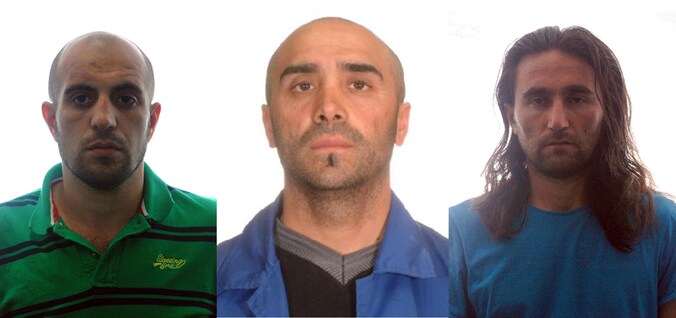 De drie opgepakte vermoedelijke leden van al-Qaida.