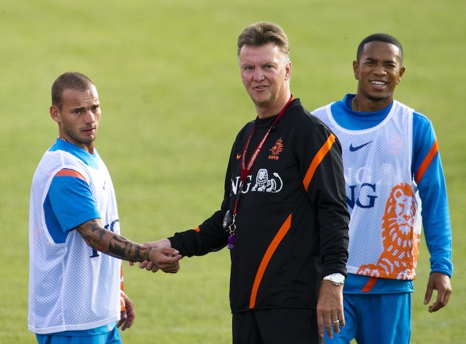 Sneijder en bondscoach Van Gaal.