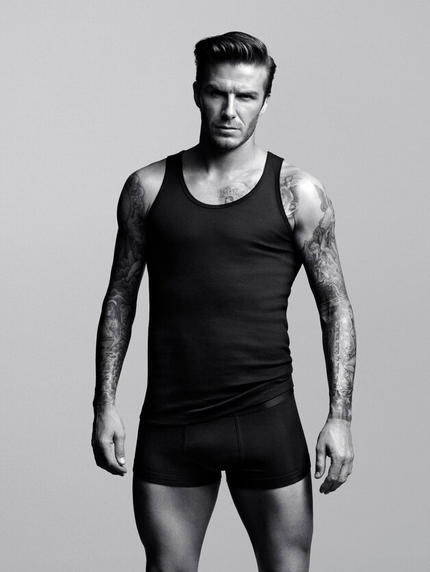David Beckham met een klassieke zijscheiding.