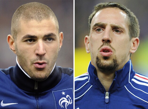 Voetballers Benzema en Ribéry