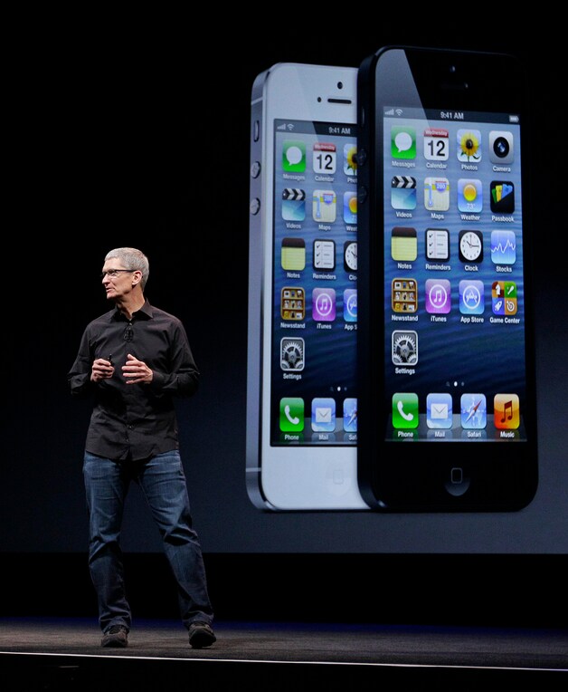 Apple-CEO Tim Cook stelt de iPhone 5 voor in San Francisco.
