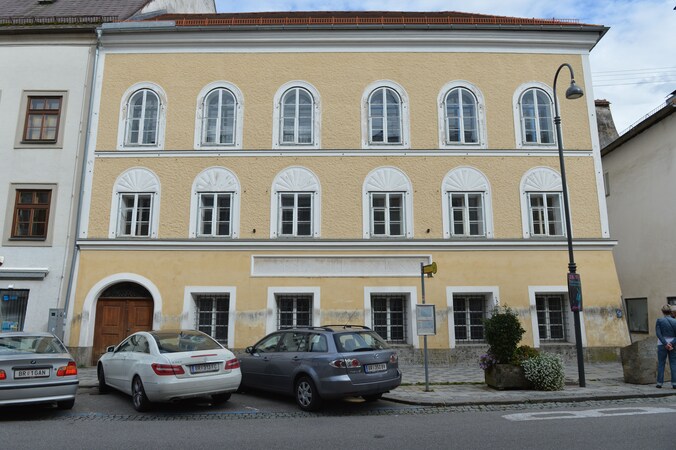 Het geboortehuis van Hitler in het Oostenrijkse Braunau.