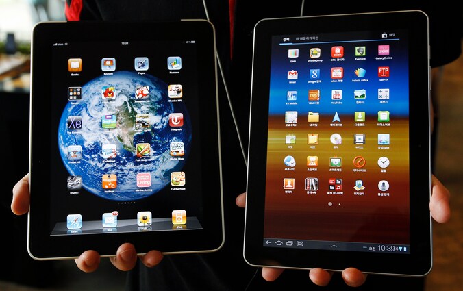 Een Galaxy Tab 10.1 en een iPad.