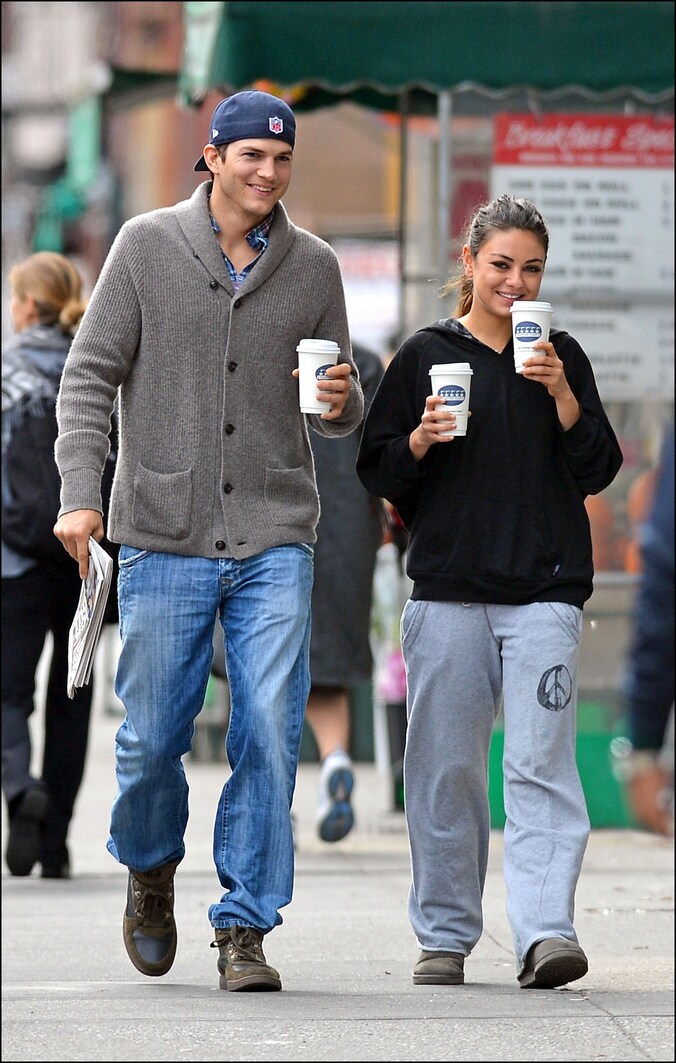 Het verliefde koppeltje Asthon Kutcher en Mila Kunis.