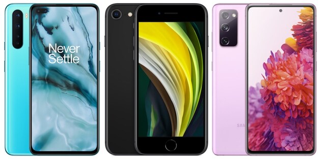 OnePlus Nord, iPhone SE en Samsung Galaxy S20