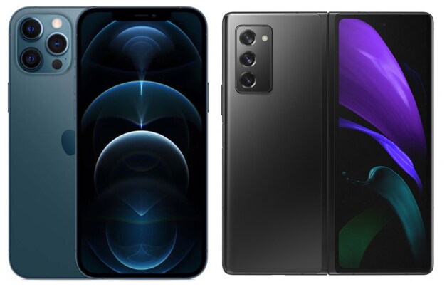  iPhone 12 Pro Max en Samsung Galaxy Z Fold 2