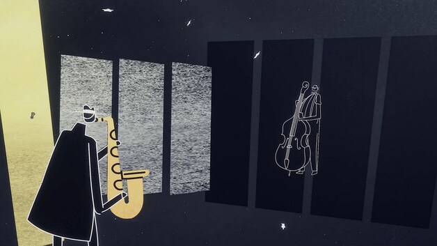 Soms duikt er ook wat kleur op in 'Genesis Noir', maar het merendeel van de game is in sfeervol zwartwit.