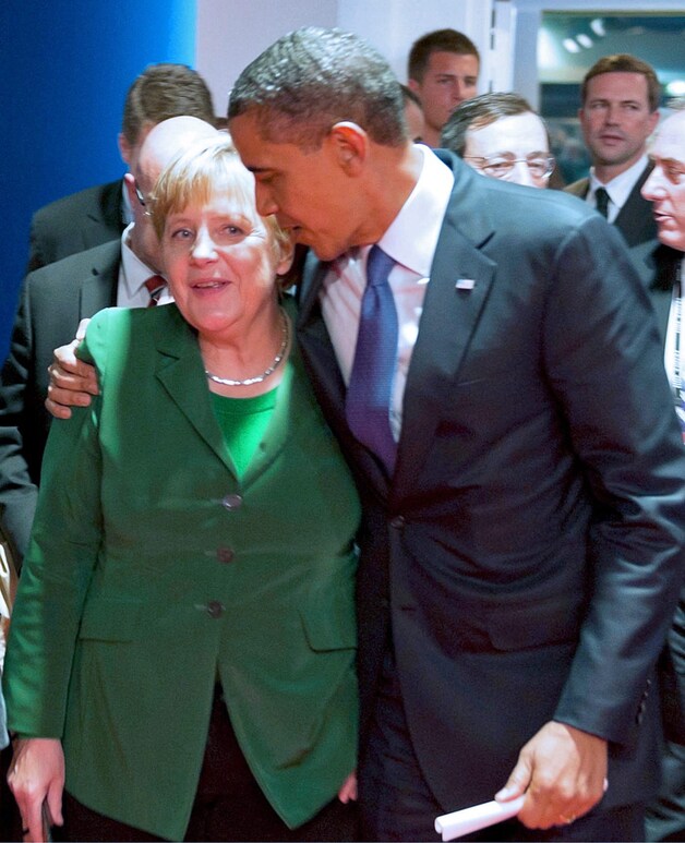 Obama met Angela Merkel.