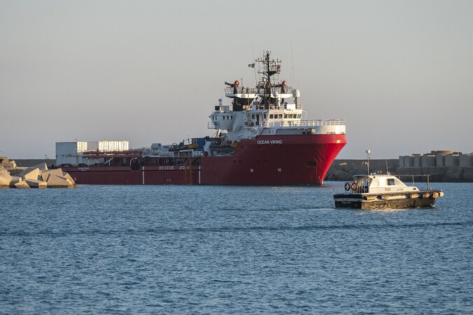 Het reddingssschip Ocean Viking.