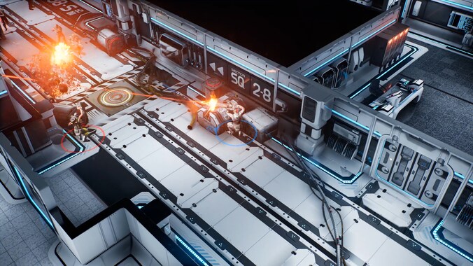 'The Ascent' brengt oerklassieke schietactie vanuit vogelvlucht met zich mee. Het is een zogeheten 'top-down shooter'.
