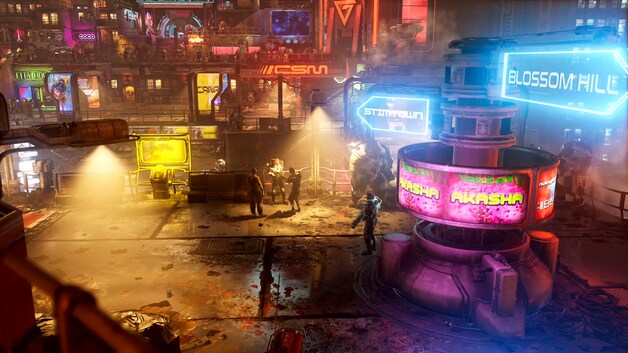 'The Ascent' brengt je in een uitgesproken cyberpunk-achtige wereld.