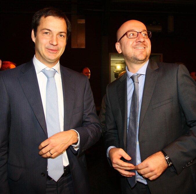De liberale partijvoorzitters Alexander De Croo (Open Vld) en Charles Michel (MR).