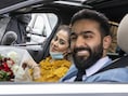Majid had voor zijn vrouw Soumaya een groot boeket bloemen meegenomen.