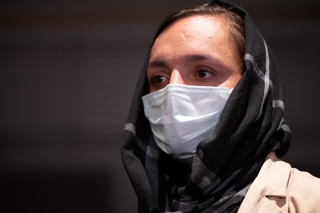 Zarifa Ghafari bij haar aankomst in Duitsland gisteravond.