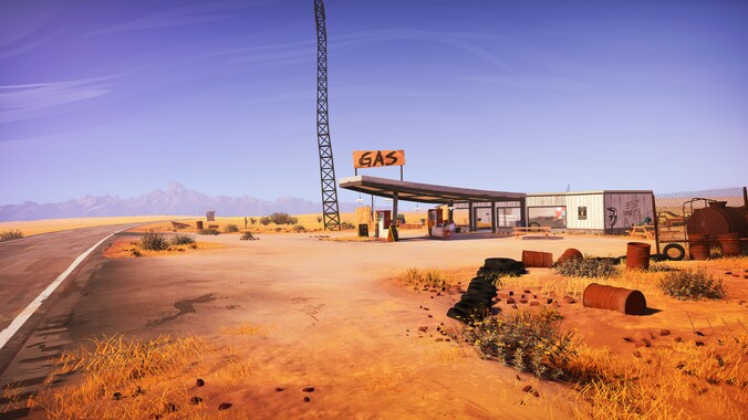Een van de vele schitterende decors uit 'Road 96'.
